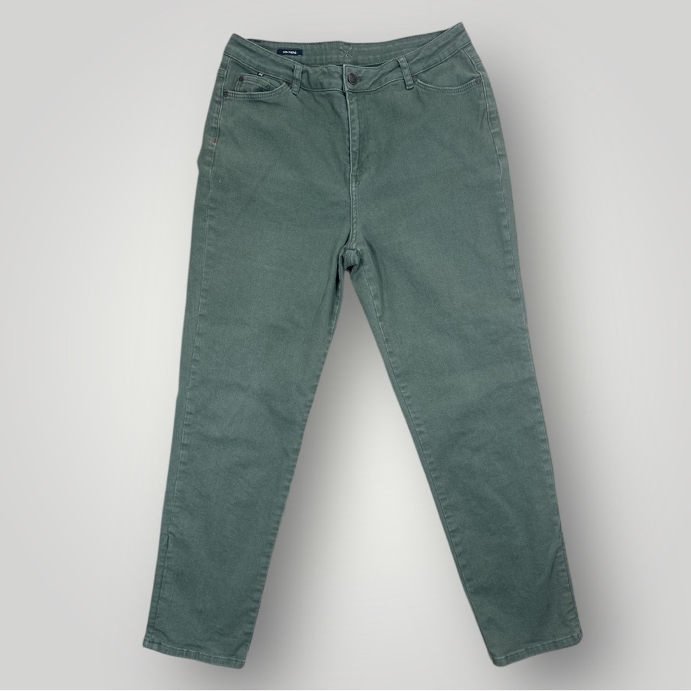 Crew Clothing Company Girlfriend Jeans Olive Green UK 14 US 10 Straight Leg